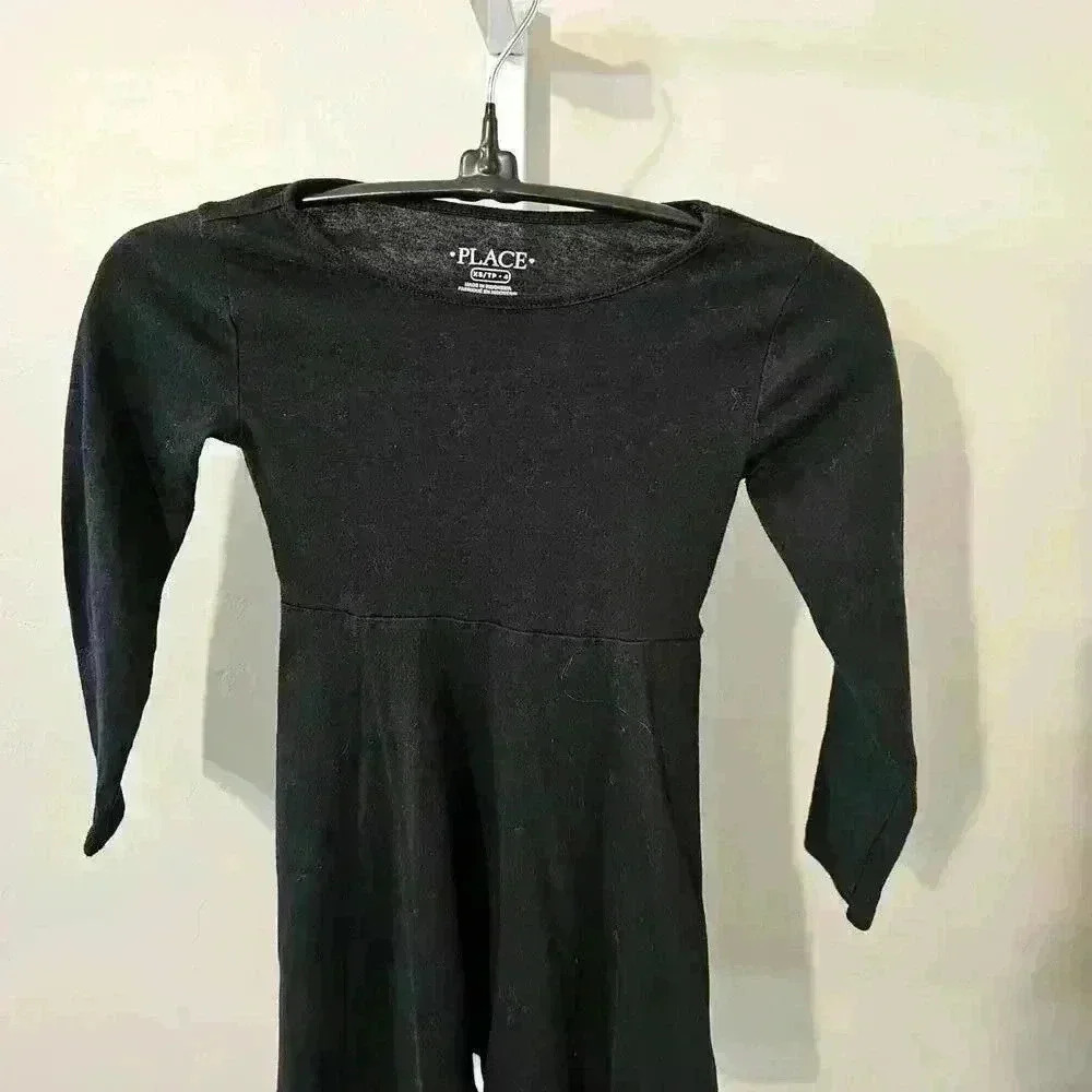 Girls' Long Sleeve Black Dress by Place - Versatile and Stylish